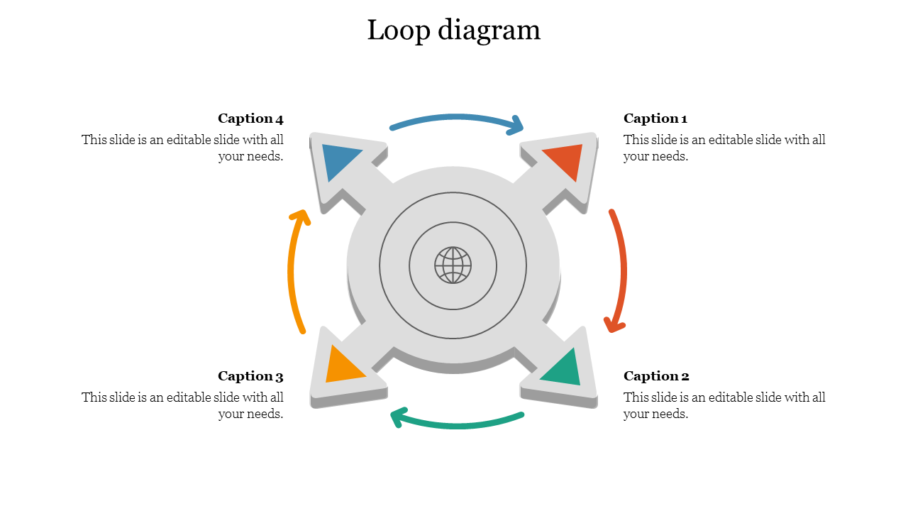 Multicolor Loop Diagram PowerPoint Design With Four Node